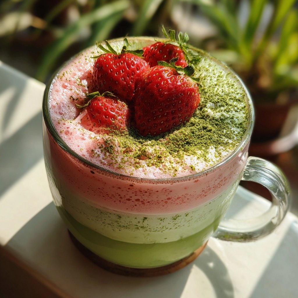 Strawberry Matcha Latte Iced