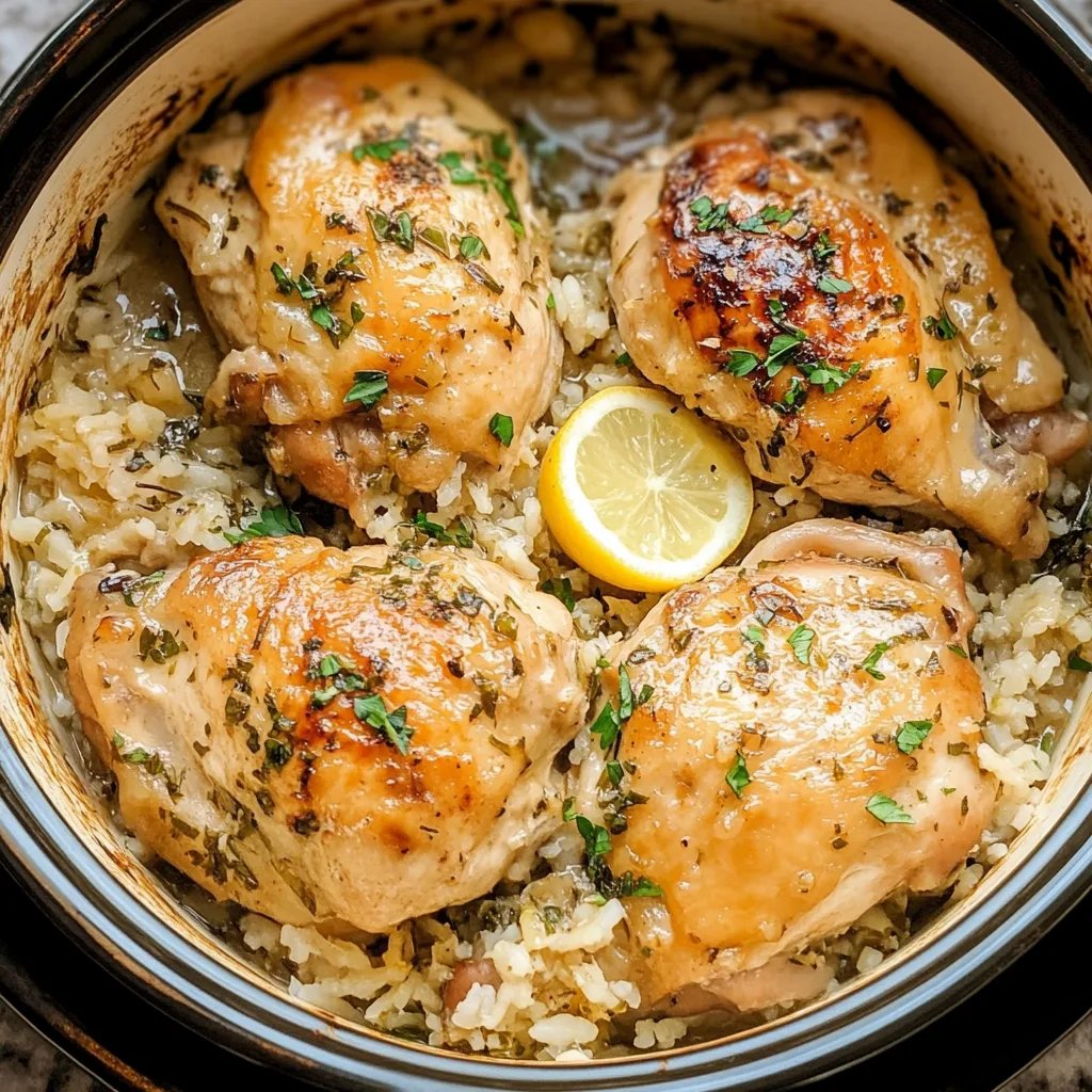 Slow Cooker Lemon Herb Chicken and Rice