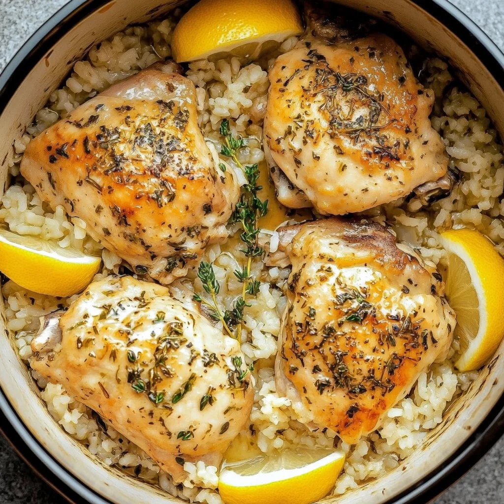 Slow Cooker Lemon Herb Chicken and Rice