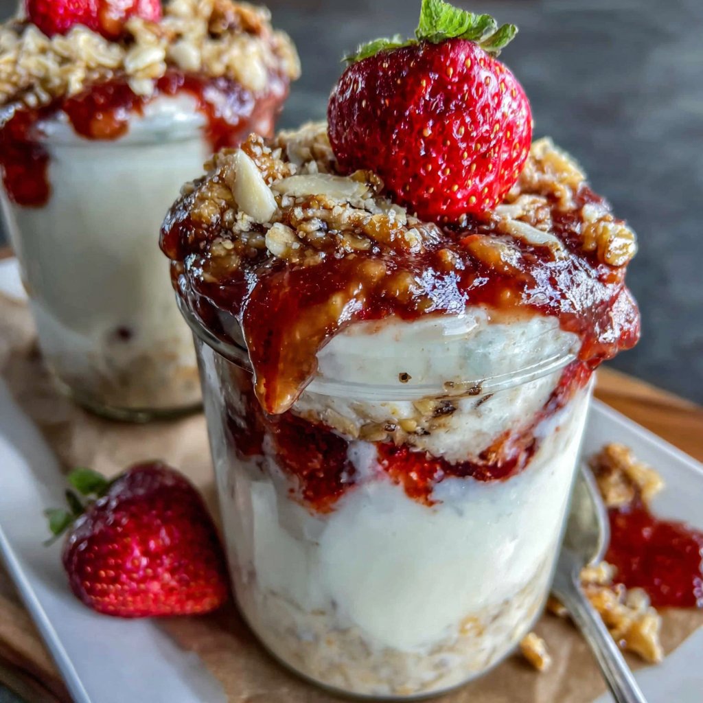 Strawberry Cheesecake Overnight Oats No Bake