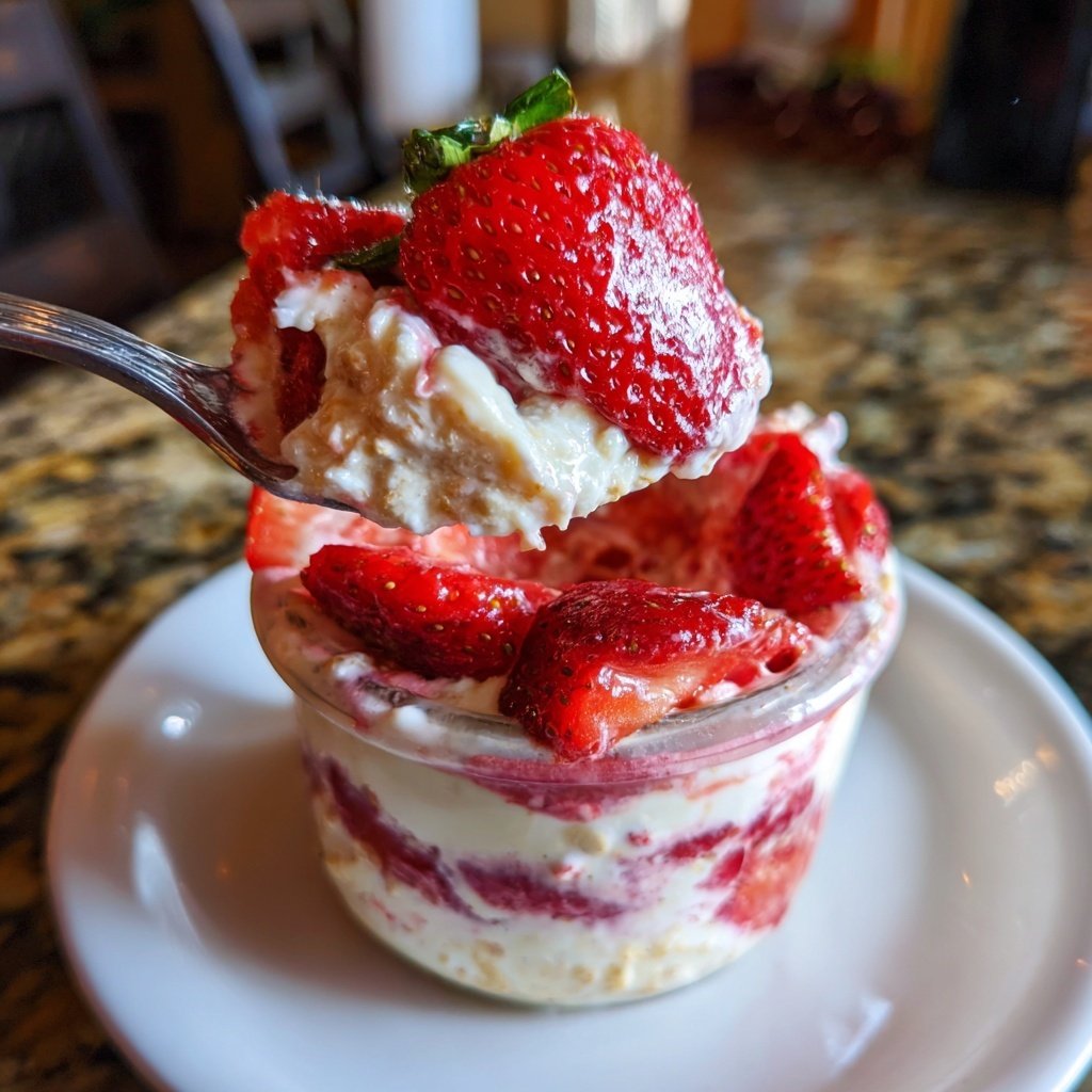 Strawberry Cheesecake Overnight Oats No Bake