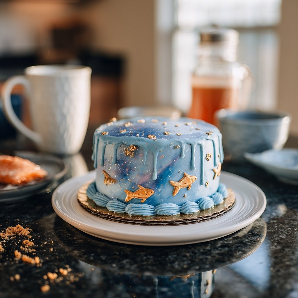 Galaxy Blue Pisces Cake