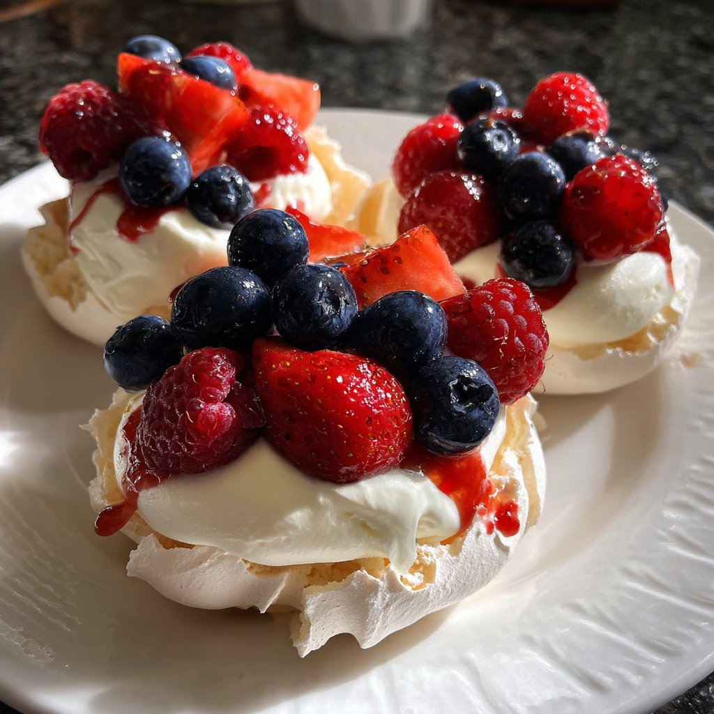 Mini Pavlovas with Cream and Berries